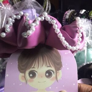 04 Blush XL Satin Scrunchie with Faux Pearl Accent